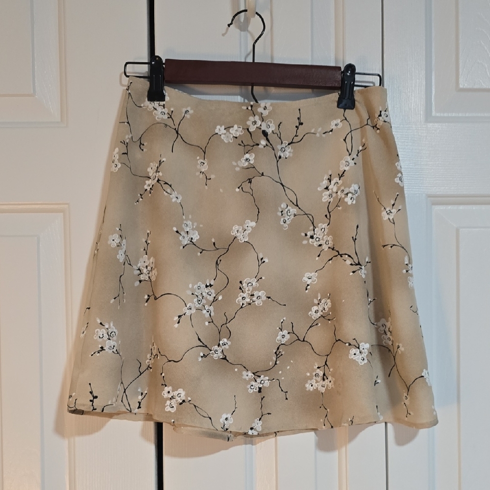 Wrapper Beige Floral A-Line Skirt